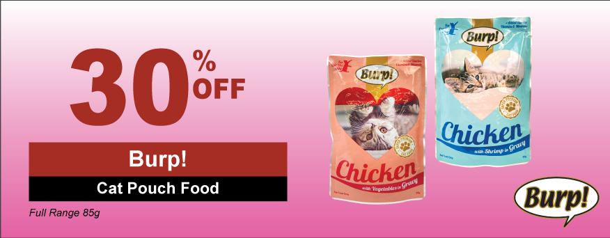 Burp Cat Pouch Food Promo